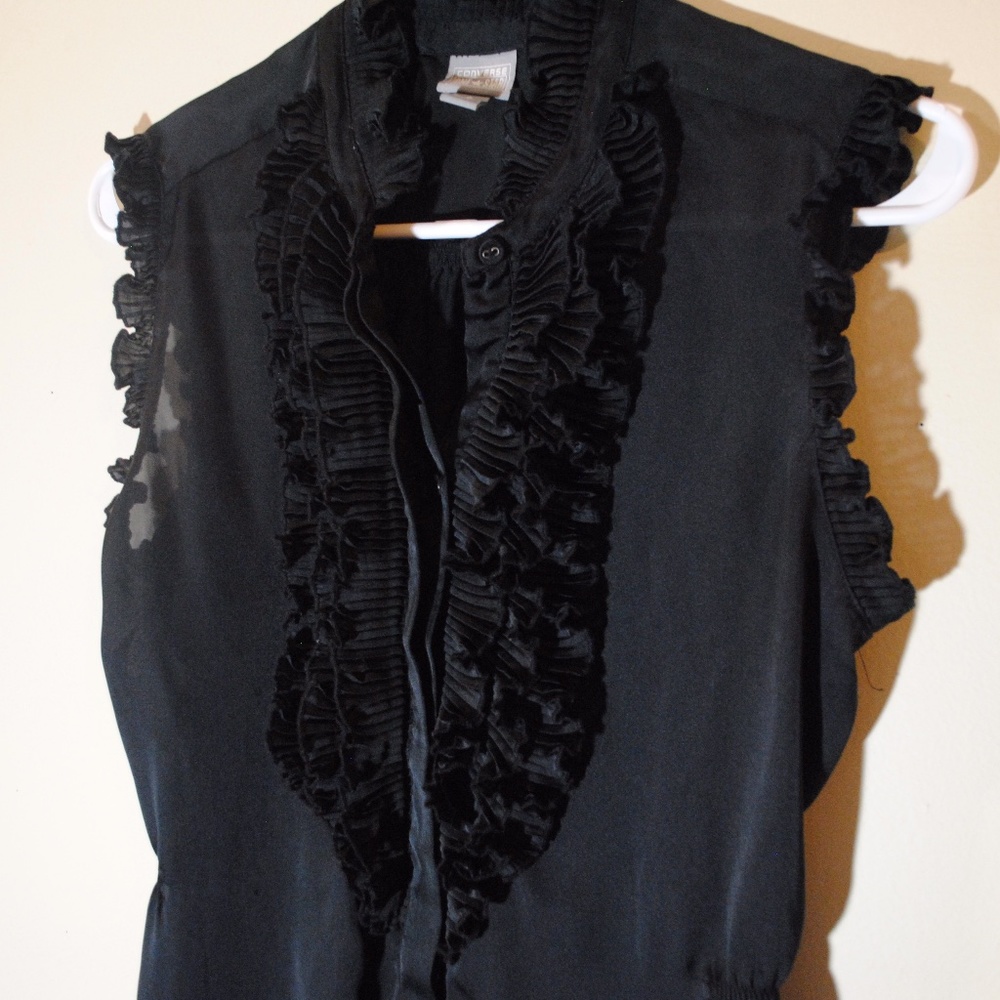 Converse One-Star Black Ruffle-front Top - Size S